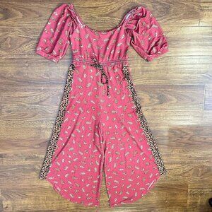 Farm Rio cheetah off the shoulder jumpsuit